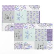 Dream Big Dream Catchers Patchwork Quilt Top – Wholecloth for Girls Purple Lavender Grey Feathers Nursery Blanket Baby Bedding - ROTATED