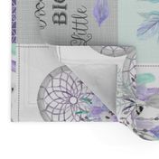 Dream Big Dream Catchers Patchwork Quilt Top – Wholecloth for Girls Purple Lavender Grey Feathers Nursery Blanket Baby Bedding - ROTATED