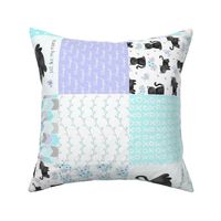 Purrrfect Kitten Patchwork Quilt (rotated) - Aqua, Lavender & Grey - Purrrfect... just like my mama