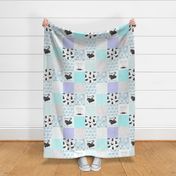 Purrrfect Kitten Patchwork Quilt - Aqua, Lavender & Grey - Purrrfect... just like my mama