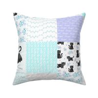 Purrrfect Kitten Patchwork Quilt - Aqua, Lavender & Grey - Purrrfect... just like my mama