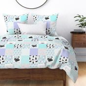 Purrrfect Kitten Patchwork Quilt - Aqua, Lavender & Grey - Purrrfect... just like my mama