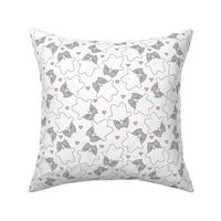 white and grey kitty cats with pink hearts