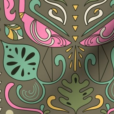  artdeco flamingos and tropical leaves design pattern 3