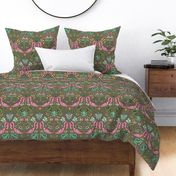  artdeco flamingos and tropical leaves design pattern 3