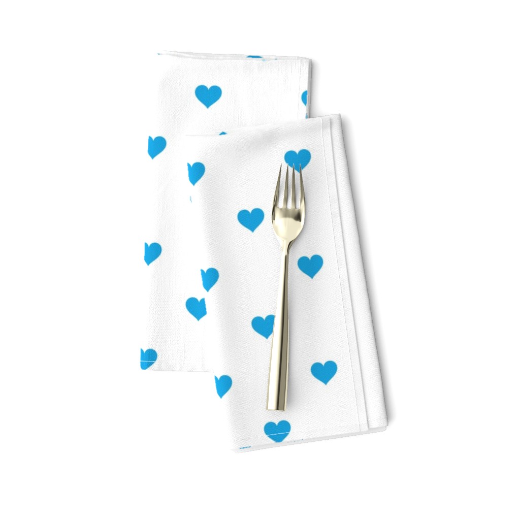 Oktoberfest Bavarian Blue Mini Love Hearts on White 