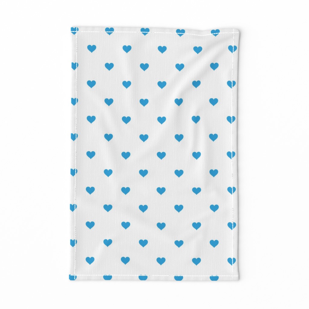 Oktoberfest Bavarian Blue Mini Love Hearts on White 