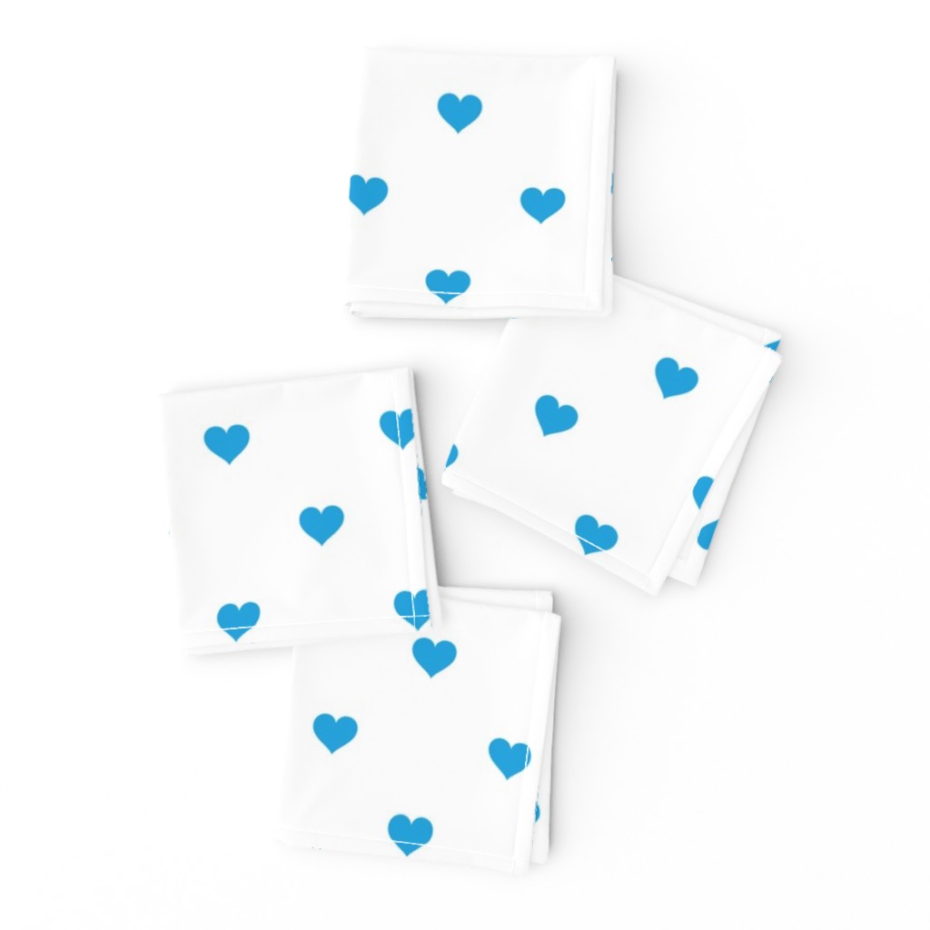 Oktoberfest Bavarian Blue Mini Love Hearts on White 