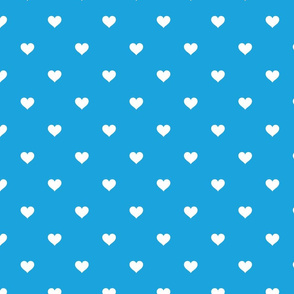 Mini White Love Hearts on Oktoberfest Bavarian Blue