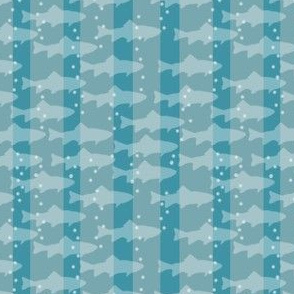 Fish & Bubbles with Stripes in Blues