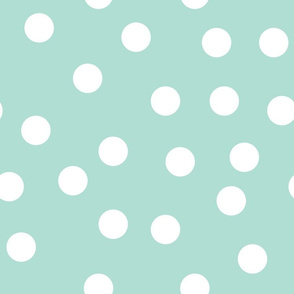 1.5" polka dot scatter - white on aqua