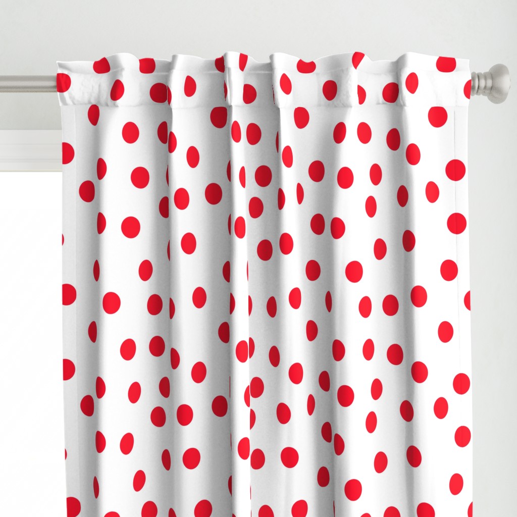 1.5" polka dot scatter - red on white