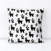 Monochrome llama alpaca love cactus summer design black and white