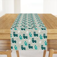 Winter cool Llama alpaca love cactus design blue teal