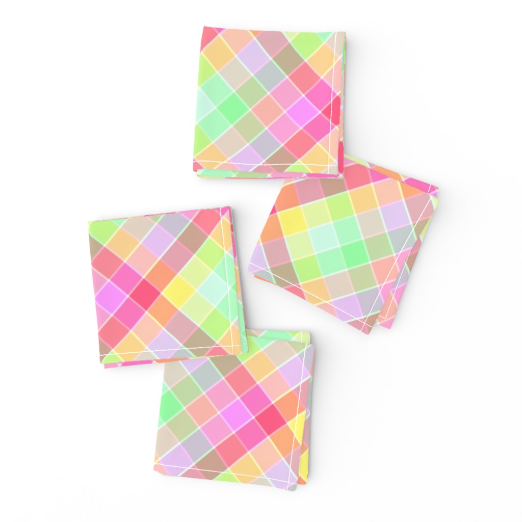 Pastel Rainbow Tablecloth Diagonal Check