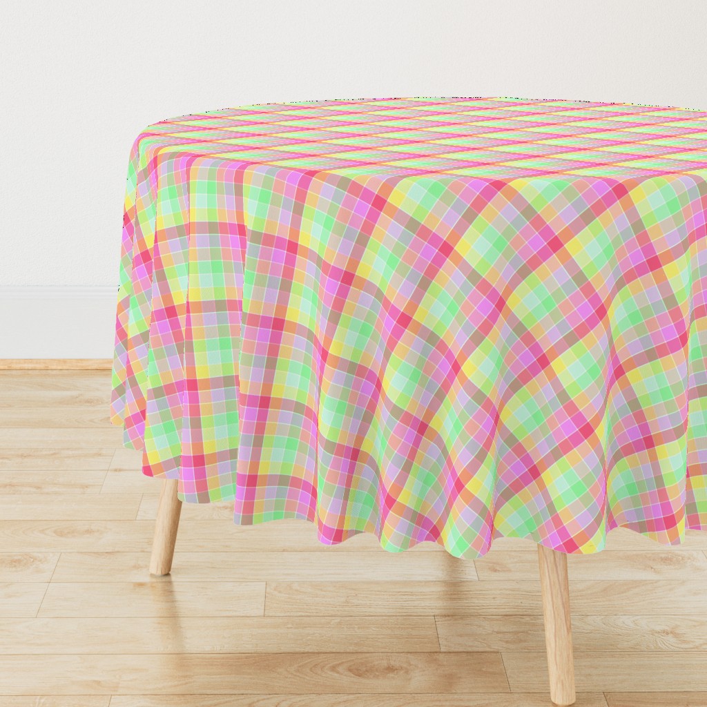 Pastel Rainbow Tablecloth Diagonal Check