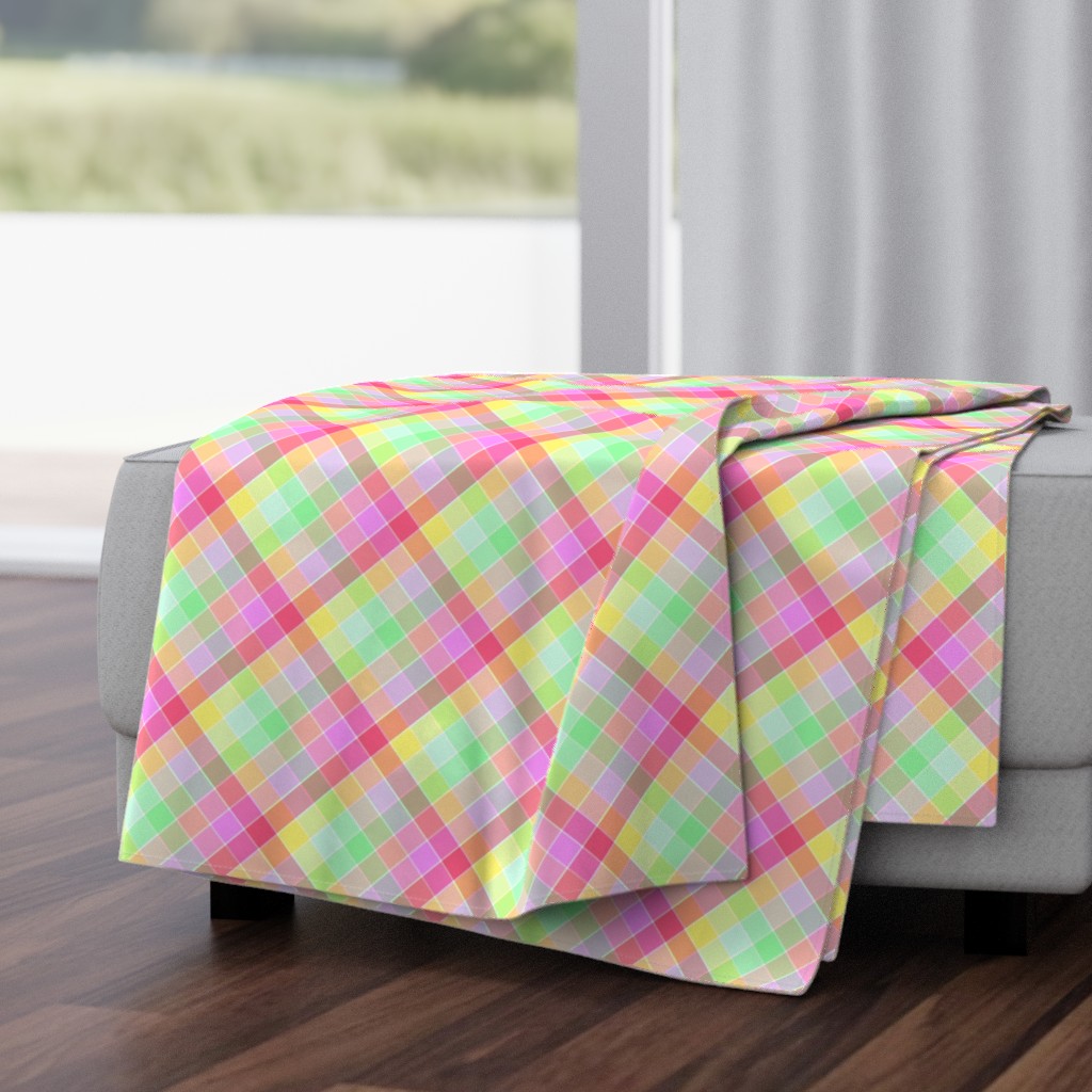 Pastel Rainbow Tablecloth Diagonal Check