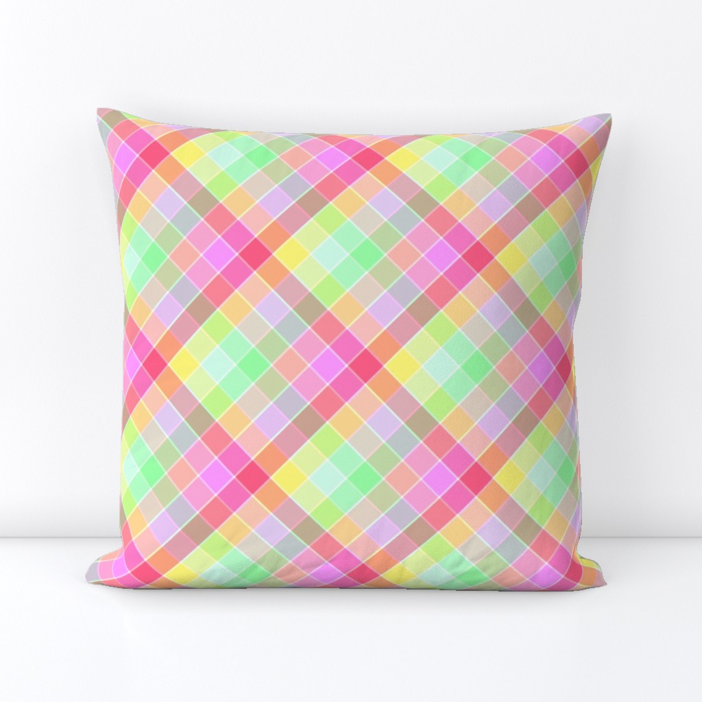 Pastel Rainbow Tablecloth Diagonal Check