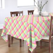 Pastel Rainbow Tablecloth Diagonal Check