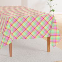 Pastel Rainbow Tablecloth Diagonal Check