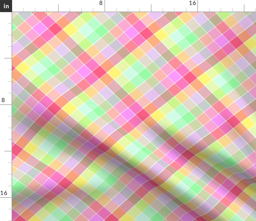 Pastel Rainbow Tablecloth Diagonal Check