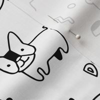 Sketchy cute corgi dog and French bulldog pattern design.