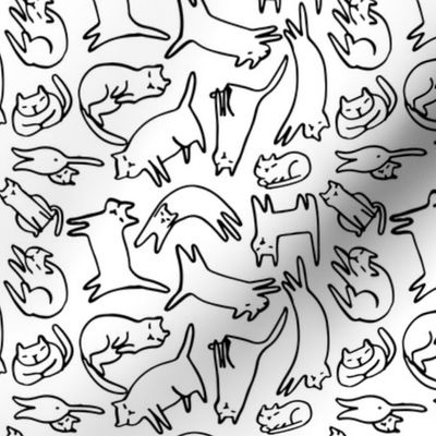 Funny sketchy cats pattern