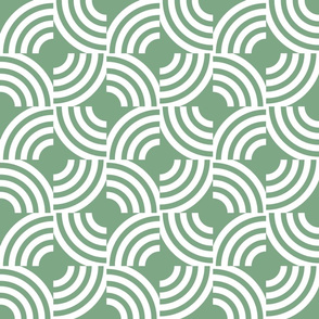 Retro striped circles jade green