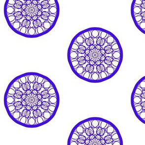 Seedpod Circles of Blue on White