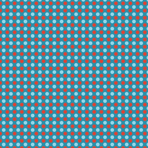 Blue & Red Polka Dot on Aqua Blue