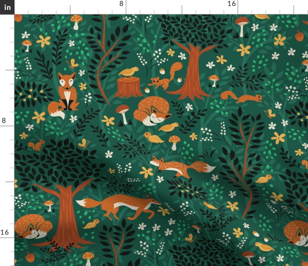 Foxes Playing in the Emerald Forest