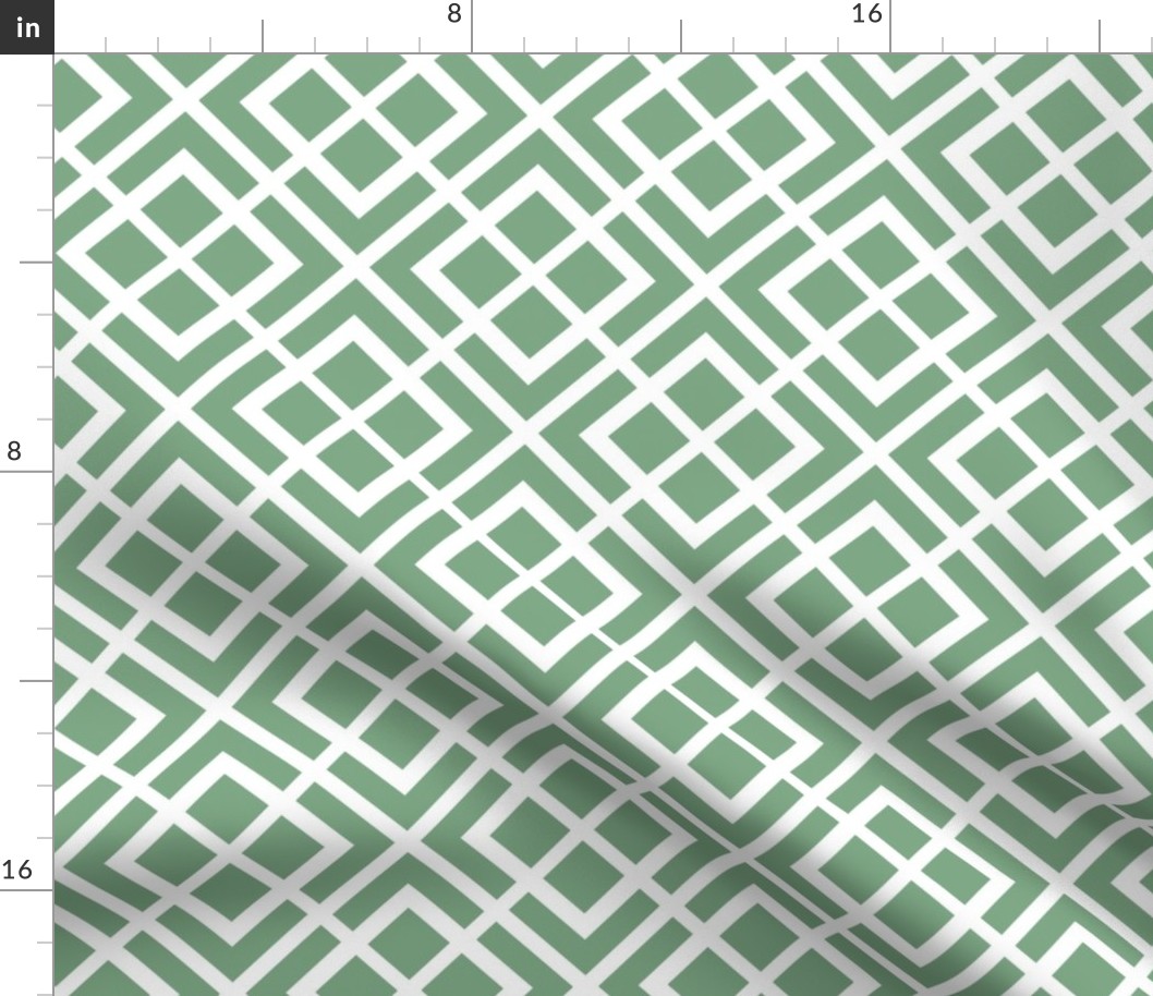Lines diagonal check jade green white