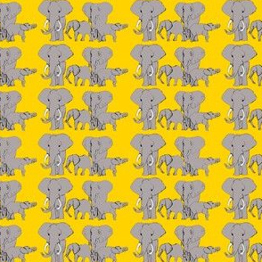 Grey Elephants on Yellow  Background