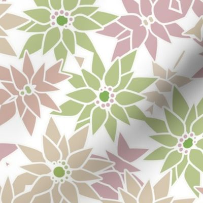 pink beige green abstract flowers retro