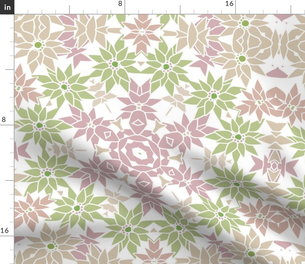 pink beige green abstract flowers retro