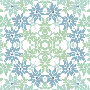 light blue green abstract flowers retro sixties
