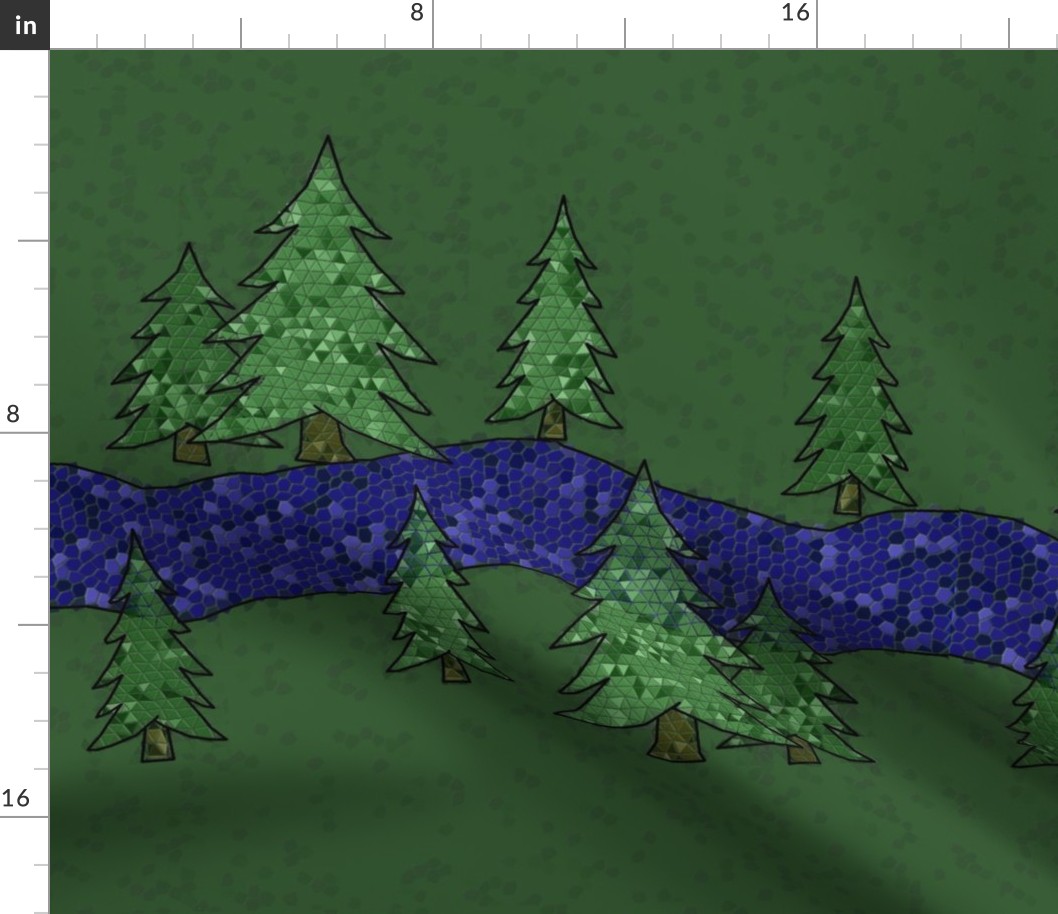 Emerald Forest and Sapphire Stream Large Scale by Shari Lynn's Stitches