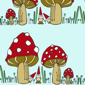 Mushrooms & Gnomes Horizontal Stripe