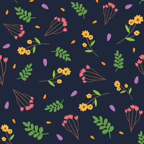 spring floral pattern with blue background 01
