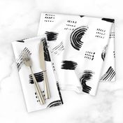 Watercolors Brush strokes boho painterly black white background