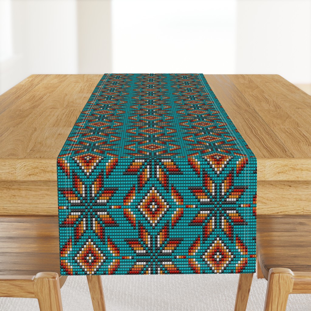 Aztec beaded 3D kilim motif