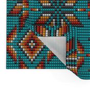 Aztec beaded 3D kilim motif