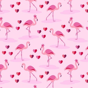 Valentine's Day Pink Flamingos in Love