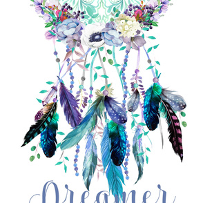 54"x72" Dreamer Teal and Lilac Dreamcatcher