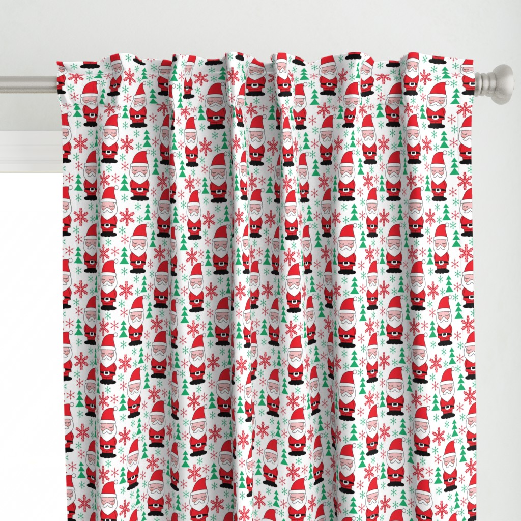 santa-with-red and green snowflakes-on-white