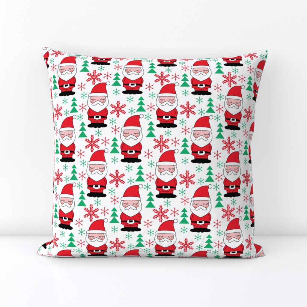 santa-with-red and green snowflakes-on-white