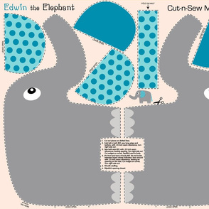 Edwin the Elephant Cut and Sew  Blue