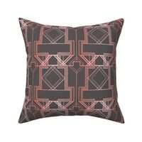 Coral pink and warm grey art deco