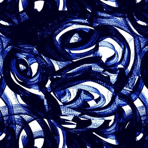 cobalt blue black and white modern circles large