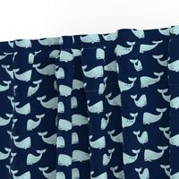 whales - blue on navy